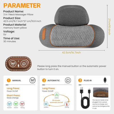 Vyrion Arc | 3-in-1 Neck Massage Pillow